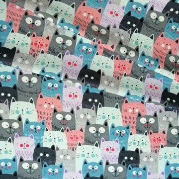 Soft Tonlu Pembiş Yanaklı Kedi Desenli Kumaş