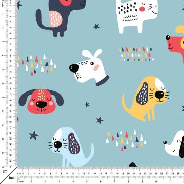 Turkuaz Zeminli GökkuşakluKöpekler(SONBAHAR İNDİRİMİ)