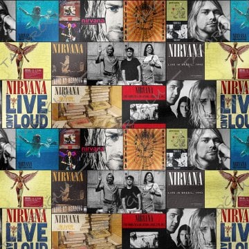 Nirvana Klasik Rock Müzik Albüm Kapakları Desenli Kumaş