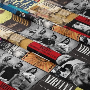 Nirvana Klasik Rock Müzik Albüm Kapakları Desenli Kumaş