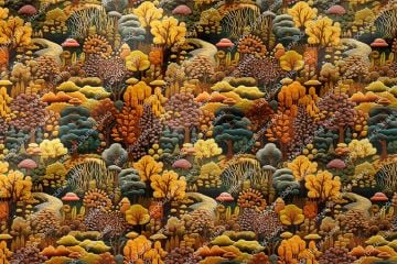 3D Autumn Colorful Trees Decorative Digital Printing Fabric