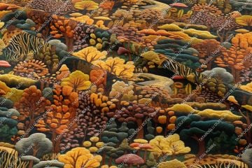 3D Autumn Colorful Trees Decorative Digital Printing Fabric