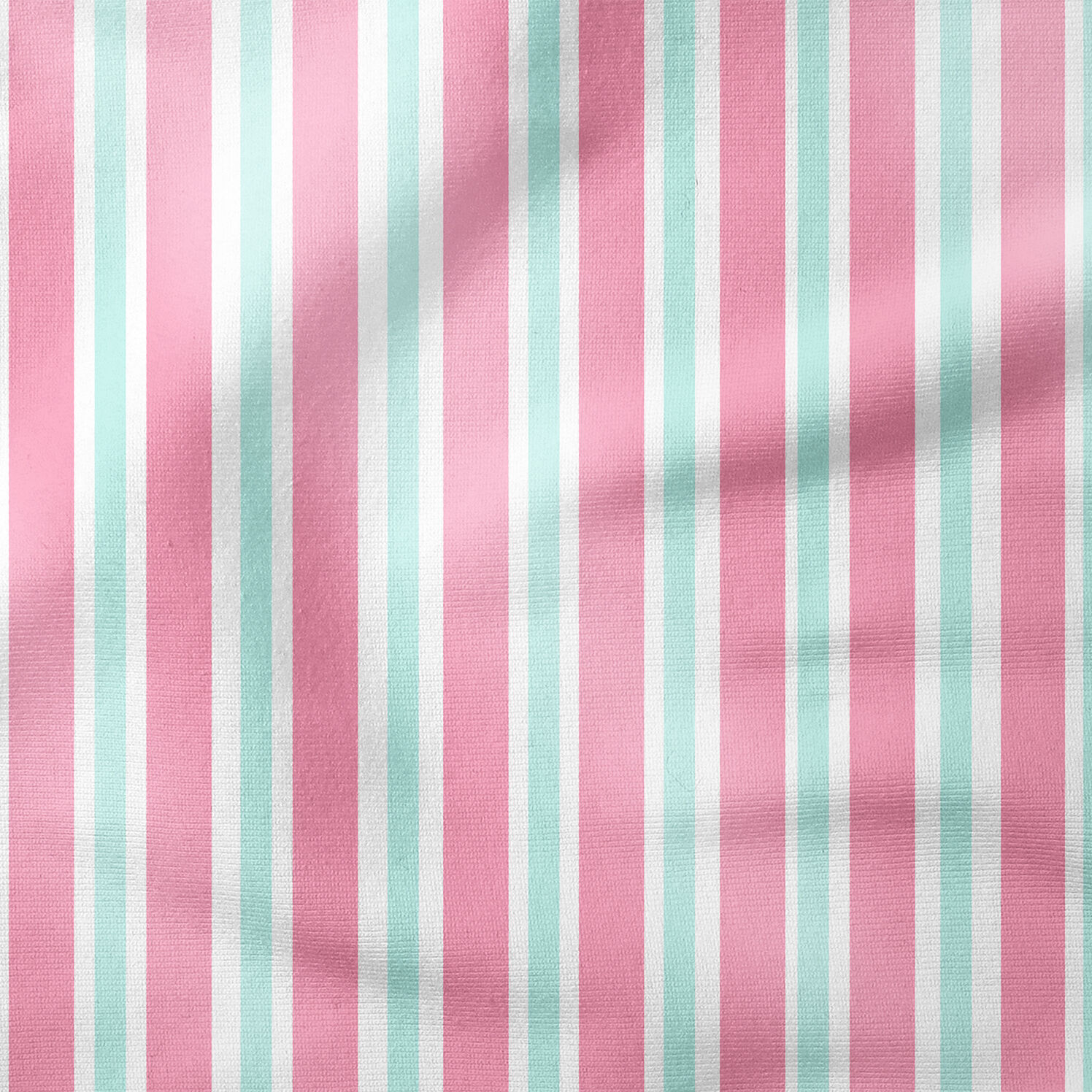 Pembe Mint Yeşili Çizgili Kumaş | Leke Tutmaz Dekoratif Dijital Baskılı Kumaş