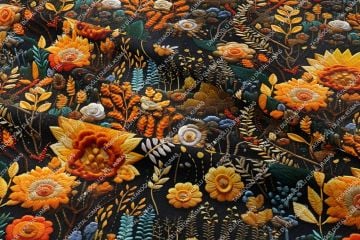 3D Sonbahar Renkli Çiçekli Dekoratif Dijital Baskı Kumaş