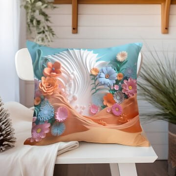 3D Deniz Temalı Kırlent Paneli Dikilmemiş Kumaş
