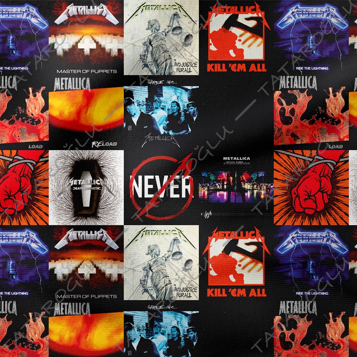 Metallica Klasik Rock Albüm Kapakları Desenli Kumaş