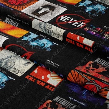 Metallica Klasik Rock Albüm Kapakları Desenli Kumaş