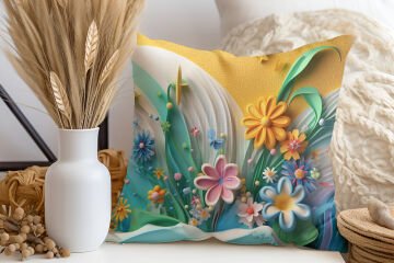 3D Deniz Temalı Kırlent Paneli Dikilmemiş Kumaş