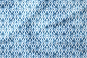 Light Dark Blue Ikat Patterned Digital Printed Fabric