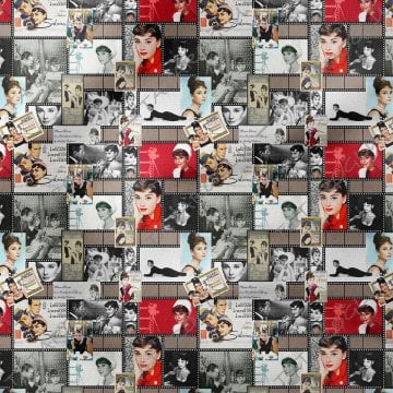 Audrey Hepburn Film Afişli Dijital Baskılı Kumaş