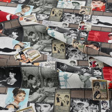 Audrey Hepburn Film Afişli Dijital Baskılı Kumaş