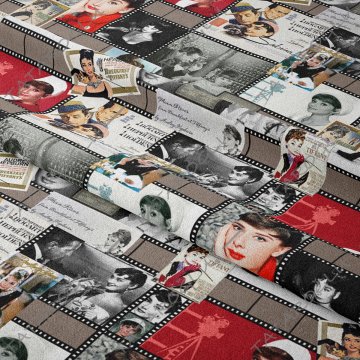 Audrey Hepburn Film Afişli Dijital Baskılı Kumaş