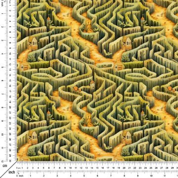 Sonbahar Koleksiyonu-3D Sonbahar Labirent Ağaçların Arasında Ev Dekoratif Dijital Baskı Kumaş