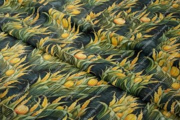 3D Pumpkins Among Autumn Grass Decorative Digital Printing Fabric