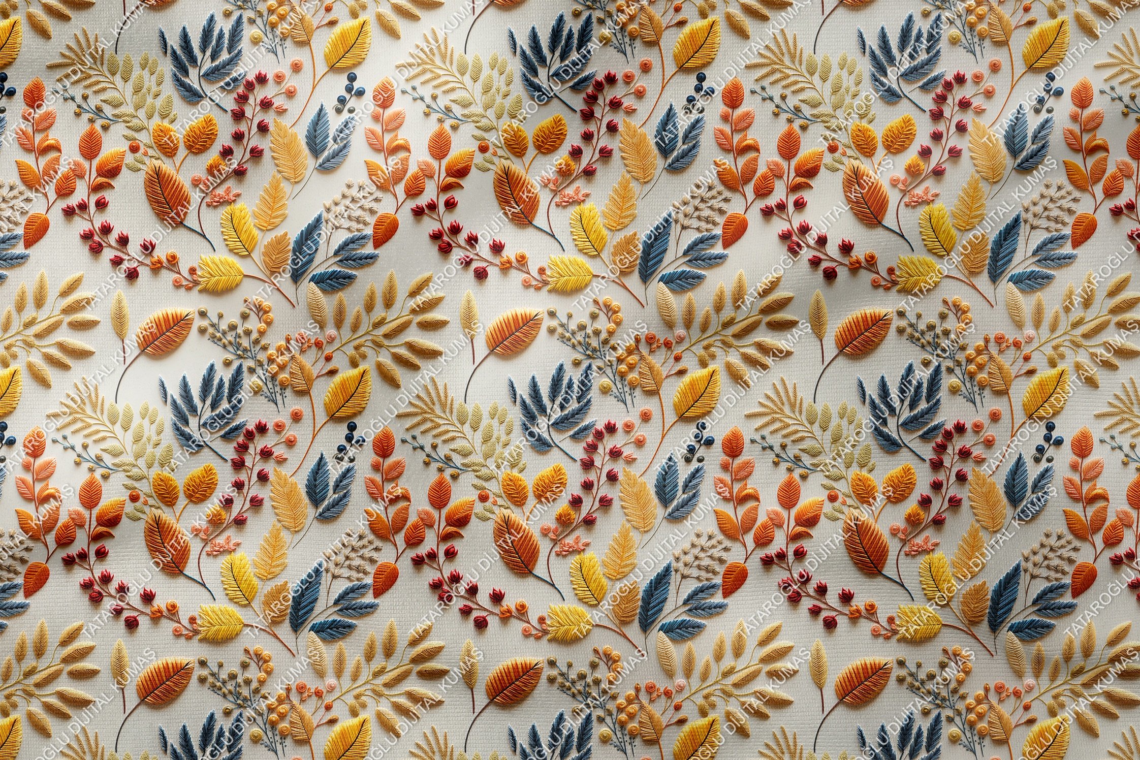 3D Autumn Colorful Bud Flower Decorative Digital Printing Fabric