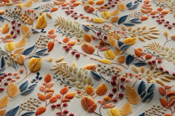 3D Autumn Colorful Bud Flower Decorative Digital Printing Fabric