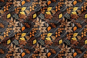3D Autumn Colorful Leafy Floral Decorative Digital Print Fabric