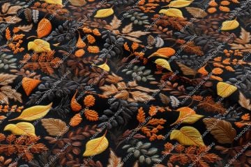 3D Autumn Colorful Leafy Floral Decorative Digital Print Fabric