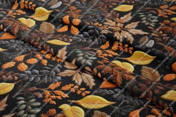 3D Autumn Colorful Leafy Floral Decorative Digital Print Fabric