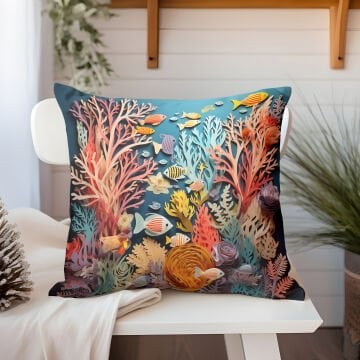 3D-панель для подушки с морской тематикой, несшитая ткань