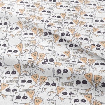 Sevimli Masum Bakışlı Kedi Desenli Kumaş