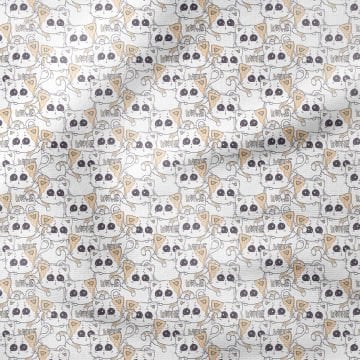 Sevimli Masum Bakışlı Kedi Desenli Kumaş