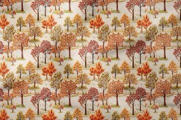 3D Autumn Cream-Based Bud Flower Leaf Decorative Digital Print Fabric