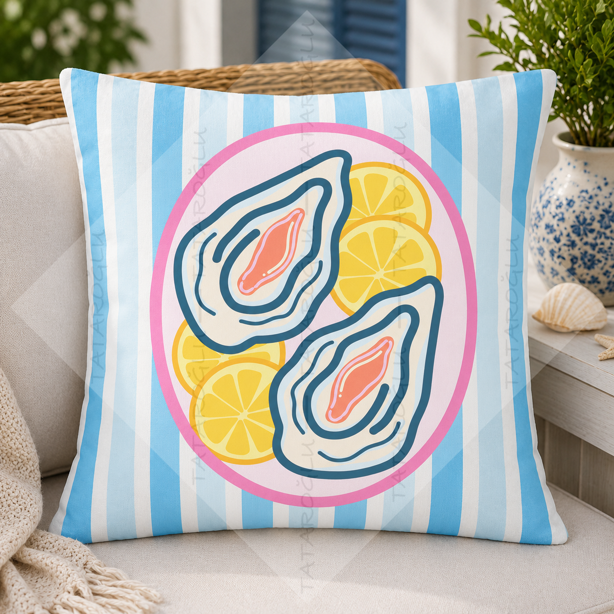 İstiridye Kırlent Paneli 45x45 cm 2'li Dikilmemiş Kırlent Paneli
