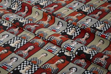 Red Black Female Figured Fabric