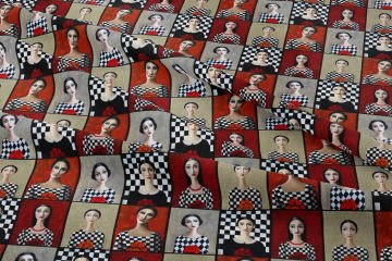 Red Black Female Figured Fabric