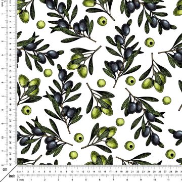 Siyah ve Yeşil Zeytin Dallı Dijital Baskılı Desen(SONBAHAR İNDİRİMİ)