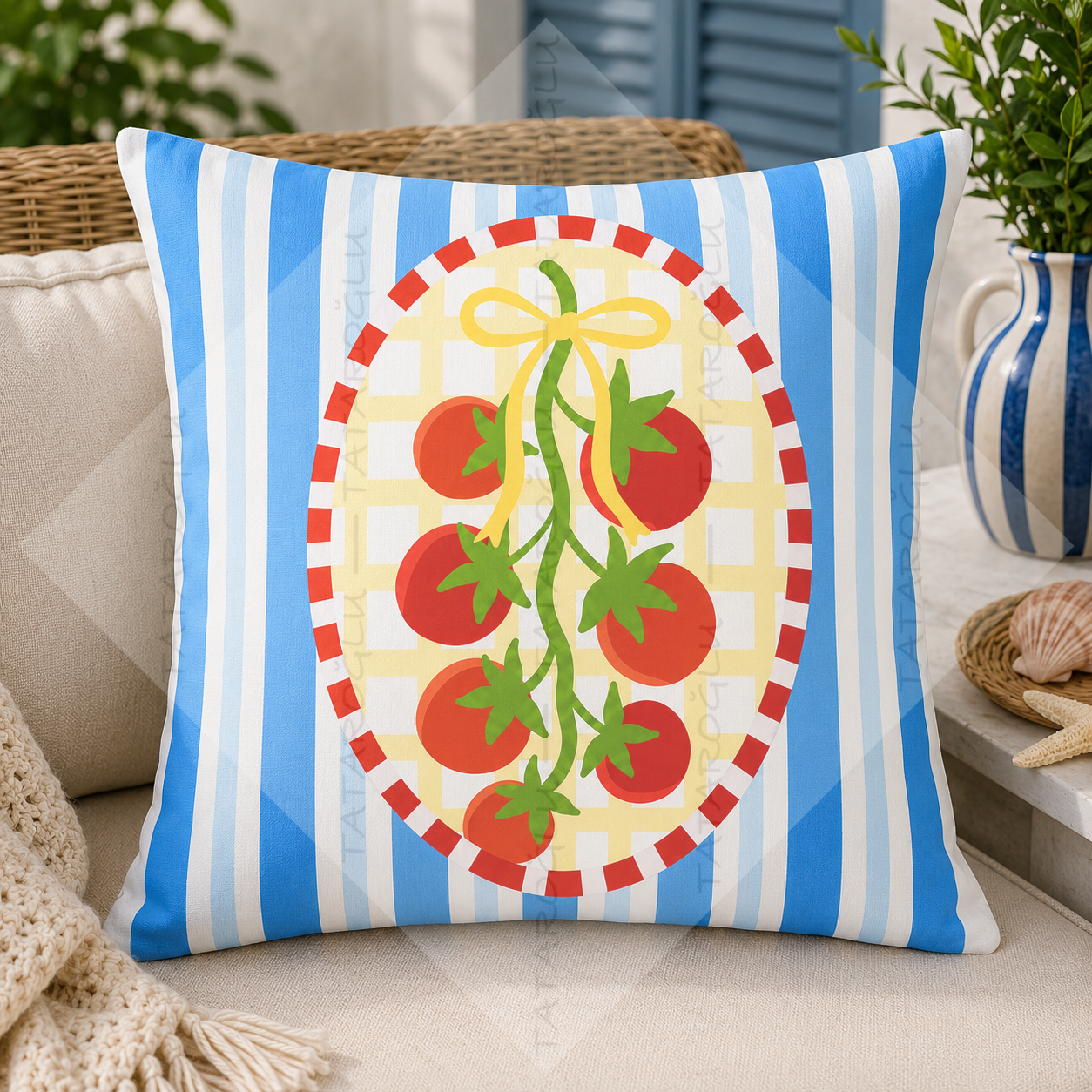 Domates Kırlent Paneli 45x45 cm 2'li Dikilmemiş Kırlent Paneli