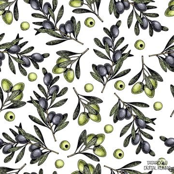 Siyah ve Yeşil Zeytin Dallı Dijital Baskılı Desen(SONBAHAR İNDİRİMİ)