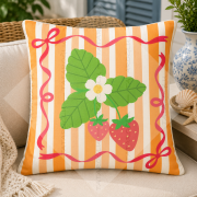 Çilek Kırlent Paneli 45x45 cm 2'li Dikilmemiş Kırlent Paneli