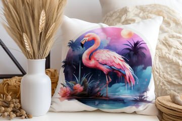 3D-панель для подушки с изображением фламинго, несшитая ткань