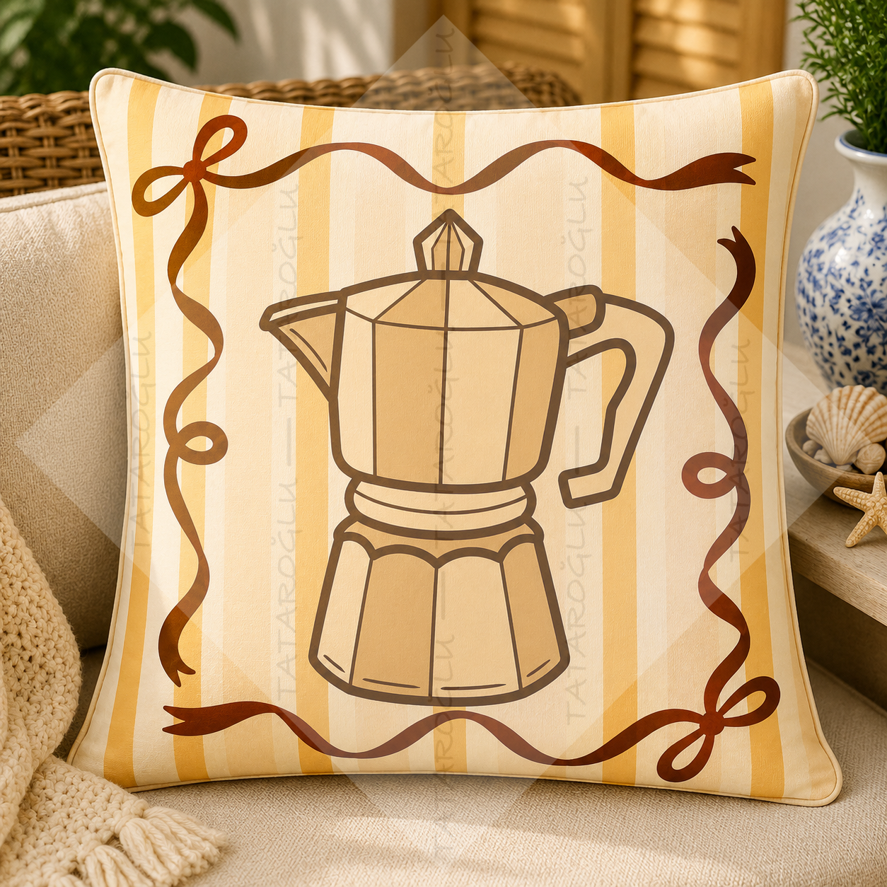 Moka Pot Kırlent Paneli 45x45 cm 2'li Dikilmemiş Kırlent Paneli