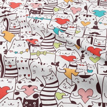 Cute Cats Holding Hearts in Their Coffee and White Hands