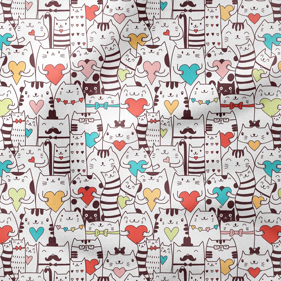 Cute Cats Holding Hearts in Their Coffee and White Hands