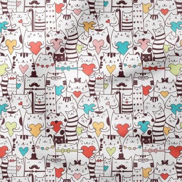 Cute Cats Holding Hearts in Their Coffee and White Hands
