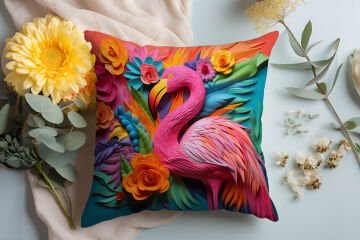 3D-панель для подушки с изображением фламинго, несшитая ткань