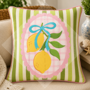 Limon Dalı Kırlent Paneli 45x45 cm 2'li Dikilmemiş Kırlent Paneli