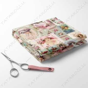 Colorful Floral Vintage French Women Pattern Digital Printed Fabric