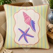Denizyıldızı Deniz Kabuğu Kırlent Paneli 45x45 cm 2'li Dikilmemiş Kırlent Paneli
