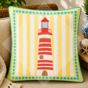 Deniz Feneri Kırlent Paneli 45x45 cm 2'li Dikilmemiş Coastal Dekoratif Kırlent Paneli