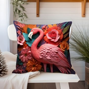 3D Flamingo Themed Cushion Panel Non-Sew Fabric