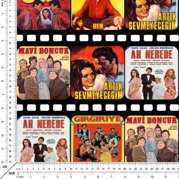 Film Strip Yeşilçam Films Patterned Digital Printed Fabric
