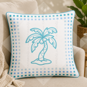 Palmiye Kırlent Paneli 45x45 cm 2'li Dikilmemiş Coastal Dekoratif Kırlent Paneli