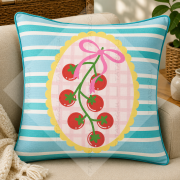 Domates Kırlent Paneli 45x45 cm 2'li Dikilmemiş Mediterranean Coastal Dekoratif Kırlent Paneli