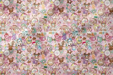 Pembe Zemin Üzerine Donatlı Şekerli Patlamış Mısırlı Dijital Baskılı Kumaş