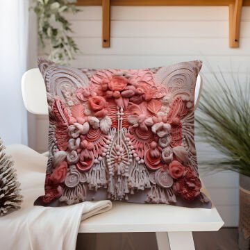 3D Flamingo Temalı Kırlent Paneli Dikilmemiş Kumaş